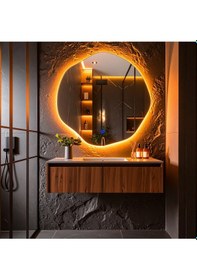 Resim Kael Amber Led'li Lavabo & Banyo Aynası Dokunmatik Sensörlü 60 X 60 Turuncu 
