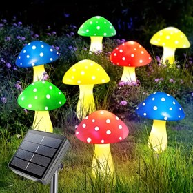 Resim 8 LED Güneş Enerjili Mantar Bahçe Lambası, 8 Aydınlatma Modlu Dış Mekan Yer Işıkları, Avlu, Teras, Geçit ve Peyzaj Aydınlatması İçin Uygun, Düğün, Noel, Bağımsızlık Günü, Parti ve Toplantı Süslemeleri İçin Mükemmel 