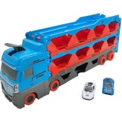 Resim Farbu Oyuncak Sürat Pistli Tır, 2 Mt Pist Tek Kol Fırlatıcı 24 Araç Kapasiteli Taşıyıcı Tır, 2 Adet Araba İçerir Mavi Mavİ 