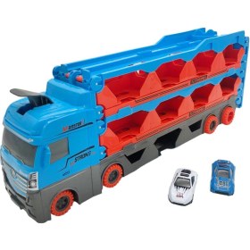 Resim Farbu Oyuncak Sürat Pistli Tır, 2 Mt Pist Tek Kol Fırlatıcı 24 Araç Kapasiteli Taşıyıcı Tır, 2 Adet Araba İçerir Mavi Mavİ 