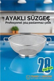Resim Modacar 28 Cm Süzgeç - Makarna Süzgeci Pirinç Meyve Süzgeci 304 Paslanmaz Çelik 