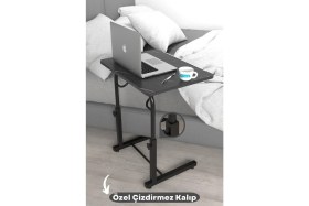 Resim Depolife Eğim Yükseklik Ayarlı Laptop Sehpası Kahvaltı Ders Çalışma Bilgisayar Ofis Yemek Masası Metal Ayak 