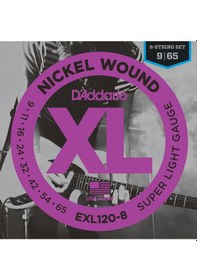 Resim D'addario Exl120-8 Xl Nickel Serisi Elektro Gitar Tel Seti Super Light - 09-65 - 8 Telli 