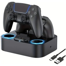Resim Honeybeeshop Siyah Ps5 Dualsense Edge Kontrol Cihazı Şarj İstasyonu Hızlı Şarj Dock Standı Çift Şarj 