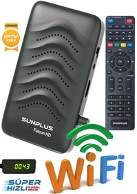 Resim Sunplus Falcon Çanaklı-Çanaksız Wi-fi Dahil Full Hd Sınırsız Sinema Paketli Uydu Alıcısı 