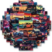 Resim CACOMVE 50 Adet JDM Yarış Vinil Çıkartmaları, Karikatür Graffiti Estetik Çıkartmalar Su Şişeleri, Kaykaylar, Dizüstü Bilgisayarlar, Telefonlar, Scrapbooking için - Plastik, Cam, Metal, Seramik Yüzeyler için Yeniden Kullanılabilir, Kendinden Yapışkanlı 