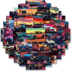 Resim CACOMVE 50 Adet JDM Yarış Vinil Çıkartmaları, Karikatür Graffiti Estetik Çıkartmalar Su Şişeleri, Kaykaylar, Dizüstü Bilgisayarlar, Telefonlar, Scrapbooking için - Plastik, Cam, Metal, Seramik Yüzeyler için Yeniden Kullanılabilir, Kendinden Yapışkanlı 
