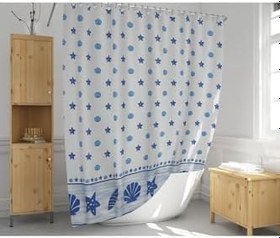 Resim Banyo Perdesi 1x180x200 Tek Kanat Duş Perdesi Halka Hediyeli Duşakabin Perdesi 4910 Mavi 