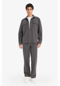 Resim Defacto Regular Fit Fitilli Kadife Uzun Kollu Gömlek F1619ax25wnar104 Antrasit-ar104 