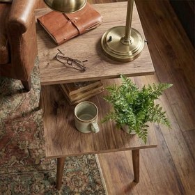 Resim Libra 62x45x30cm Kitaplıklı Yan Sehpa 2 Katlı Koltuk Yanı Organizer Çam Ahşap Çok Amaçlı Sehpa 
