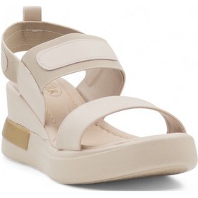 Resim Berk Poli Taban Lastikli Kadın Sandalet Krem 