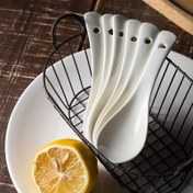 Resim 6 adet Beyaz Seramik Asya Çorba Kaşığı - Büyük Derin Oval Kanca Tasarımı Ramen, Pho, Mantı ve Miso için - Ergonomik Konforlu ve Kolay Temizlenebilir Mutfak Eşyaları 