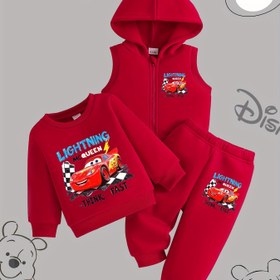 Resim Erkek Çocukları için Şimşek McQueen Yarış Arabaları 3 Parça Set - 1-8 Yaş Arası Kız ve erkekler için Doğum Günü Kıyafeti, Şimşek McQueen & Mater Logolu, Makinede yıkanabilir (Resmi -Pixar İzci Film Ürünü) Yuvarlak Boyunlu Esnemez Kumaş Sonbahar/Kış Giyimi Kapüşonlul Pantolon Tunik Takımı, Şimşek McQueen&Mater Grafikli 