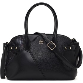 Resim Women's Black Long Strapped Patterned Shoulder Bag 