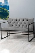 Resim VIANEM Oslo Modern İskandinav Metal İkili Kanepe Ofis Balkon Bahçe Koltuğu Gri 