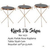 Resim Ankara Mobilya Brc Zigon Küpe13300 Metal Bakır Roza Renk Ayak Kırılmaz Temper Siyah Cam El Yapım 