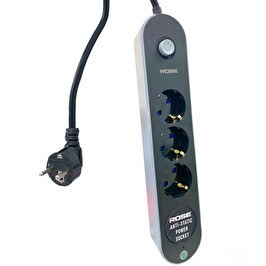 Resim Rose GR-300 2 Metre Kablolu 3'lü Akım Korumalı Grup Priz 