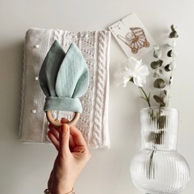 Resim Müslin Tavşan Kulak Diş Kaşıyıcı - Yeşil 