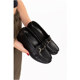 Resim Artı-artı001-7475-501-t Hakiki Deri Ortopedik Kadın Bağsız Hakiki Roc Siyah Ayakkabı 001 