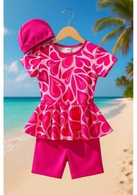 Resim My Kids Wear Üç Parça Kız Çocuk Boneli Mayo Koyu Pembe 