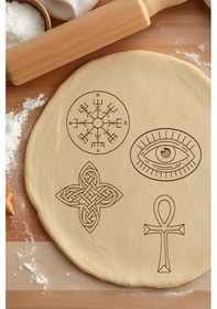 Resim Viking Seti Kurabiye Kalıbı, Hamur Şekillendirici, Bisküvi Kalıbı, Kolay Kesim Ucu Beyaz 