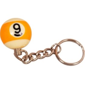 Resim Pusula Oyun Belçika Aramith Fosforlu 9 Numara Bilardo Topu Anahtarlık (Gece Parlar) 