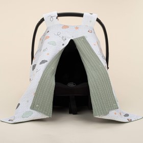 Resim Puset Örtüsü - Çift Taraflı - Koyu Yeşil Örgü - Kuş 