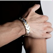 Resim 1pc Unisex Paslanmaz Çelik Altıgen Bağlantı Kolye, Manyetik Titanyum Bant, Su Geçirmez, Siyah - İdeal Bisiklet Aksesuarı, Güç Gerekmez 