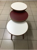 Resim 3.lü Zigon Sehpa EKRU-ELMA ŞEKERİ18mm 1.sınıf Mdf Lam Tabla 