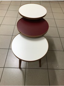 Resim 3.lü Zigon Sehpa EKRU-ELMA ŞEKERİ18mm 1.sınıf Mdf Lam Tabla 