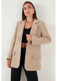 Resim Lela Relaxed Fit Mono Yaka Cepli Blazer Bayan Ceket 611Bc00132 Vizon 