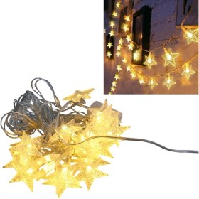Resim Aesco Mey Ithalat® Günışığı Beyaz Yıldız Işık Zinciri 5 Metre Enerji Tasarruflu Dekor 