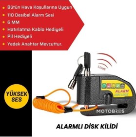 Resim Motosiklet Alarmlı Çelik Disk Kilidi Yüksek Sesli Ve Hatırlatma Kablolu 