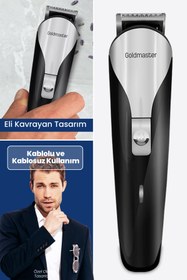 Resim GOLDMASTER Jest Kablolu Kablosuz Paslanmaz Çelik Standlı Micro Usb 14 in 1 Yüz, Saç Sakal Erkek Bakım Seti Kiti 