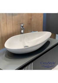 Resim Cerastyle Olive Tezgah Üstü Çanak Lavabo 60 x 36 CM 