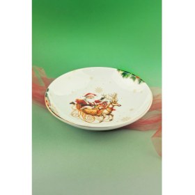Resim Bursa Porselen Dekor Christmas Reindeer Altın Yaldızlı Porselen Salata Kasesi 