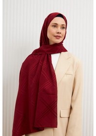 Resim Mirsoy Scarf Aura Desen Pamuk Jakar Şal Bordo 