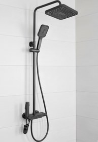 Resim banyonatural Antrasit Robot Tepe Duş Seti Piyano Yağmur Tepe Banyo 4 Tuşlu Batarya Dahil Antrasit Duş Seti 