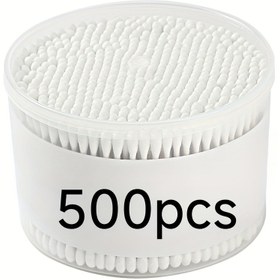 Resim 500 adet Çift Uçlu Bambu Çubuk - Bir Yuvarlak Uç ve Bir Uçlu Uç, Kokusuz Tek Kullanımlık Makyaj ve Kulak Temizleme Pamukları, Cilt Bakımı ve Kozmetik Kullanımı İçin İdeal, Cilt Bakımı Araçları, Basit Tasarım, Doğal Malzeme 