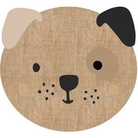 Resim Dijital Kaymaz Yıkanabilir Jüt Görünümlü Sevimli Köpek Modern Çocuk Halısı Çocuk Odası Halısı DC-9115 Jüt Rengi Çok Renkli 