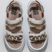 Resim Bueno Shoes Beyaz Deri Kadın Dolgu Topuklu Sandalet 01wu7300 