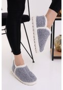 Resim Wordex Pwr Eb085 Kadın Peluş Kışlık Panduf Ev Botu Pofuduk Ev Ayakkabısı Gri 