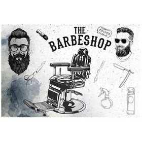 Resim Berber - Kuaför Salonu Özel Tasarım Duvar Kağıdı 