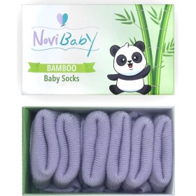 Resim Novibaby 3'lü Bambu Yenidoğan Bebek Çorabı I Purple I 0-6 Ay 
