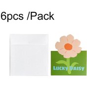 Resim 6 Adet / Paket Üç Boyutlu Buket Katlanabilir Tebrik Kartı Zarflı Yeşil Papatya 