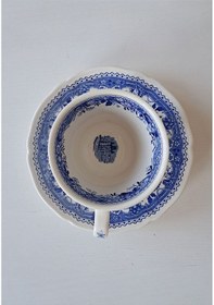 Resim Vintage Burgenland Çiçek Desenli Antika Çay Fincanı Seti Mavi Mavi 