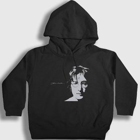 Resim Unisex Çocuk Siyah Self Portrait Beatles John Lennon Kapüşonlu Sweatshirt 