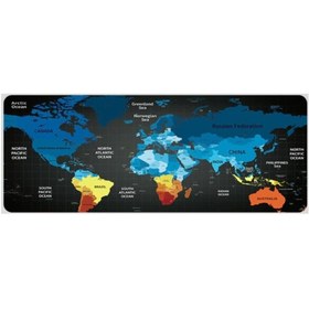 Resim Azemax 70x30cm Dünya Haritası Desenli Oyuncu Mousepad Kaydırmaz Taban 