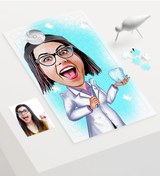 Resim Kişiye Özel Bayan Diş Hekimi Karikatür 240 Parça A3 Puzzle - 1 