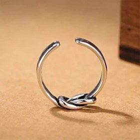 Resim Tonstyle TS001343 Saç Örgülü 925 Ayar Gümüş Kadın Yüzük Ayarlanabilir 